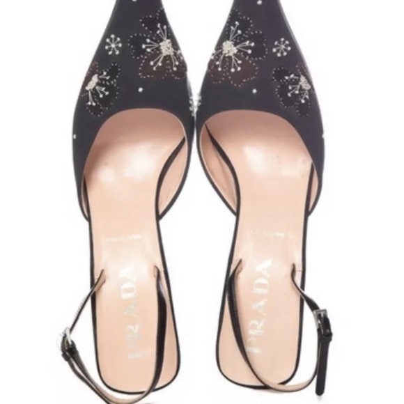 PRADA Womens Black Heels Pumps Sling back Shoes Size 38.5 $700 MSRP - Picture 3 of 9